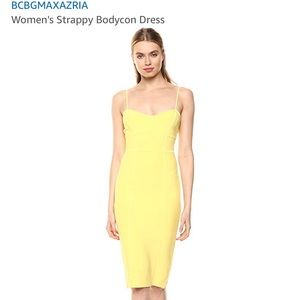 Yellow BCBG bodycon dress, NEVER WORN! size SMALL